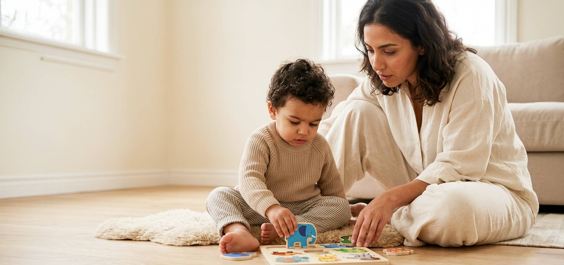 Parent and child playing together